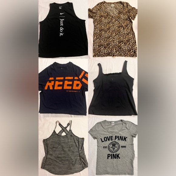 3 Sleeveless Top and 3 tshirts used great condition. Reebok, Pink, Nike, Adidas - Picture 1 of 7